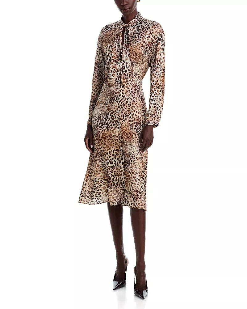 Emme Satin Tie Neck Shirtdress