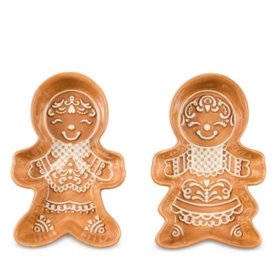 Mocha Check Gingerbread Snack Bowls, Set of 2