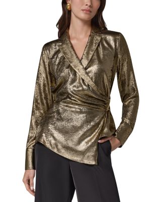 Metallic Side Ruched Blouse