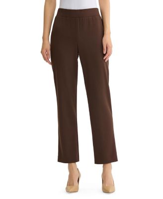 Petite Stretch Deco Crepe Straight Leg Pants