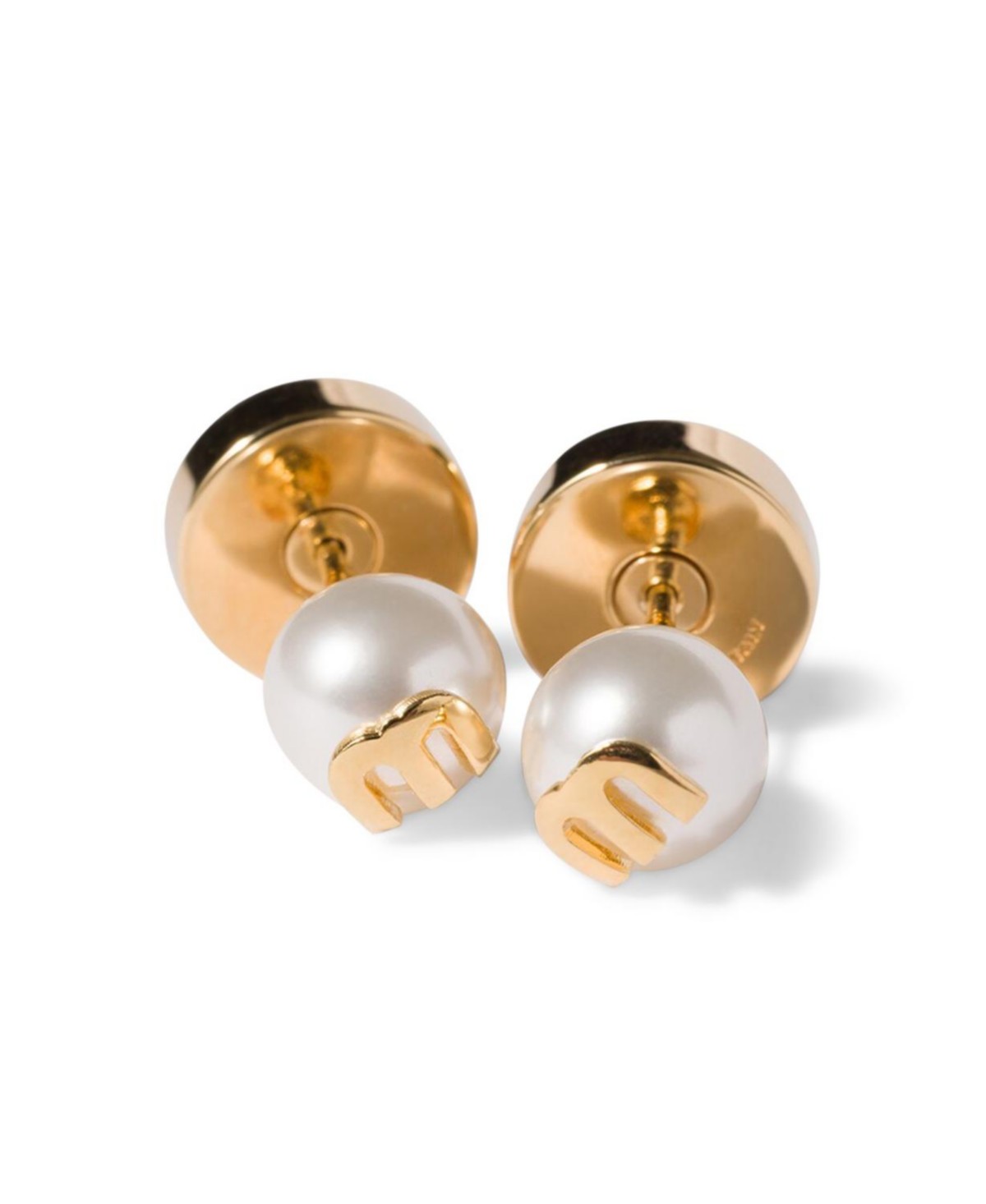 Miu Miu Metal and Pearl Earrings in Gold/Silver