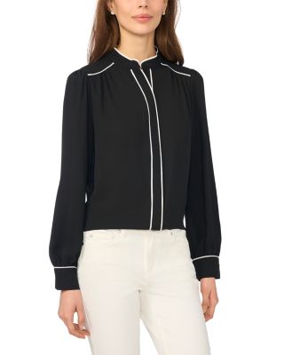 Open Collar Button Front Top