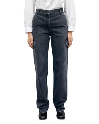 Ibory Mid Rise Cargo Jeans in Charcoal