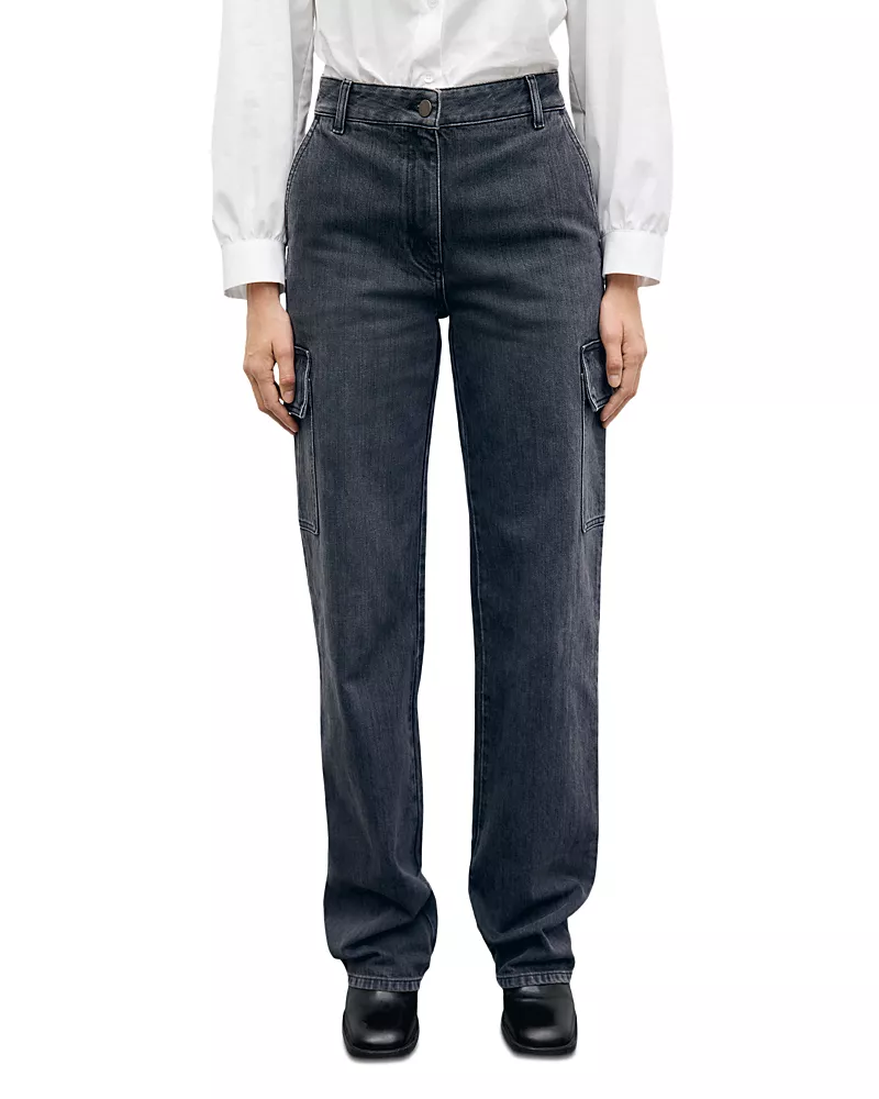 Gerard Darel Ibory Mid Rise Cargo Jeans in Charcoal