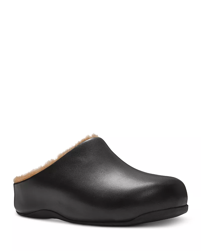 FitFlop Women's Shuv Shearling Lined Leather Mules
