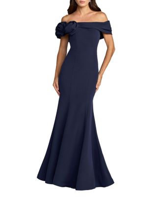  Off The Shoulder Crepe Mermaid Gown
