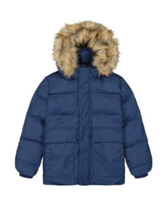 Unisex Faux-Fur Hood Insulated Fleece-Lined Winter Jacket - Little Kid