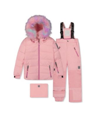  Girls' Play Faux Hood Jacket & Pants Two Piece Snowsuit - Little Kid, Big Kid