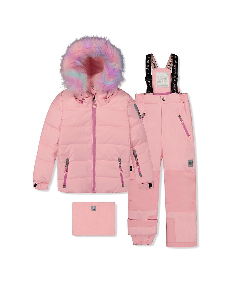 Deux par Deux Girls' Play Faux Hood Jacket & Pants Two Piece Snowsuit - Little Kid, Big Kid