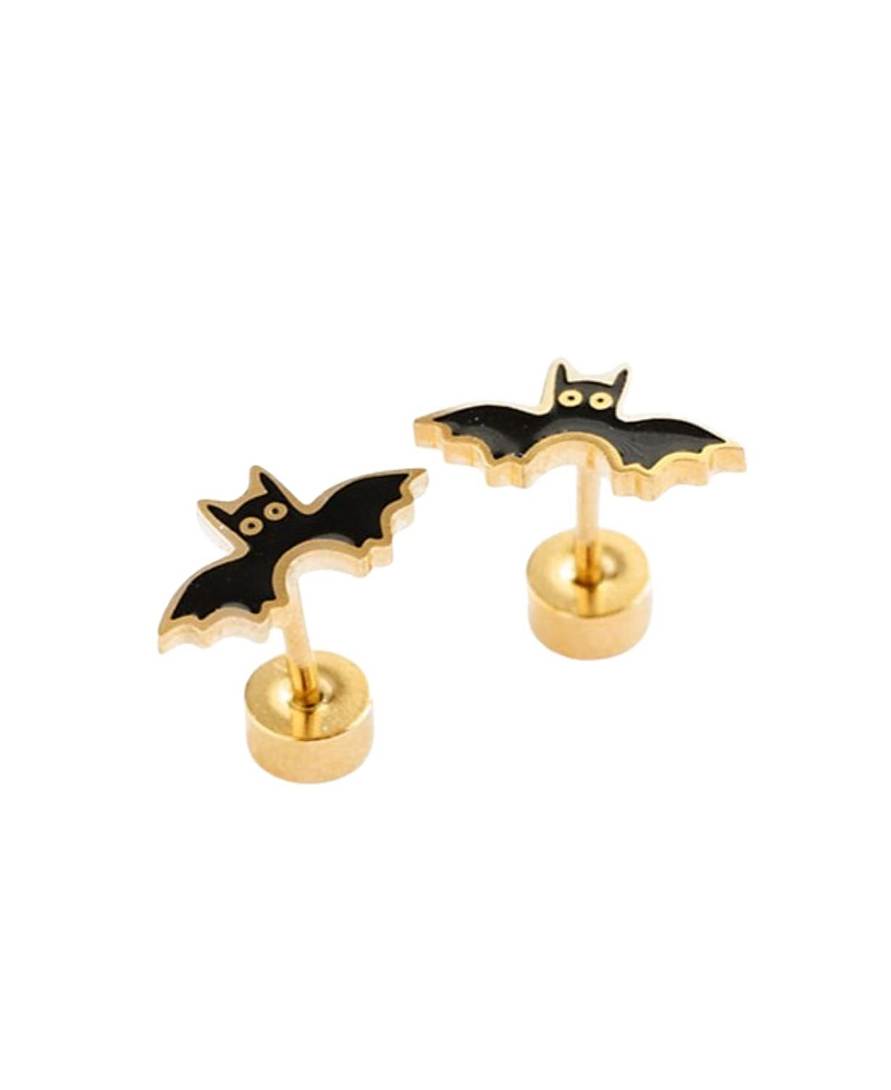 Pip Pop Kids' Girls' Bat Flatback Stud Hypoallergenic Earrings In Black