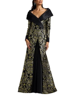  Sorella Jacquard Portrait Collar Gown