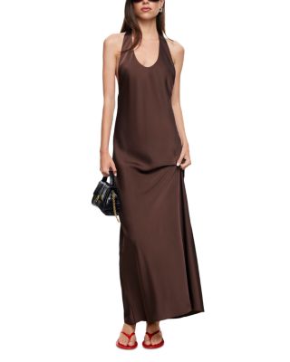 Bare Satin Halter Maxi Dress