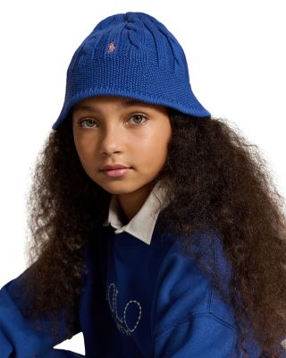 Girls' Cable Knit Cotton Bucket Hat - Big Kid