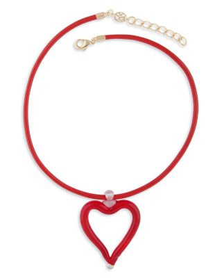 Heart Cord Necklace, 13.4-14.8"