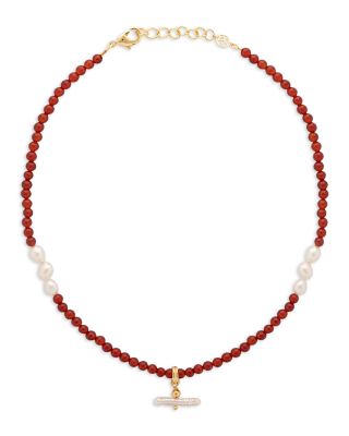 Cultured Freshwater Pearl Bar Stone Necklace, 15.4-17.3"
