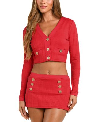 Adaline Cable Knit Solids Swim Cardigan
