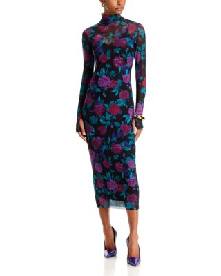 Shailene Printed Mesh Midi Dress
