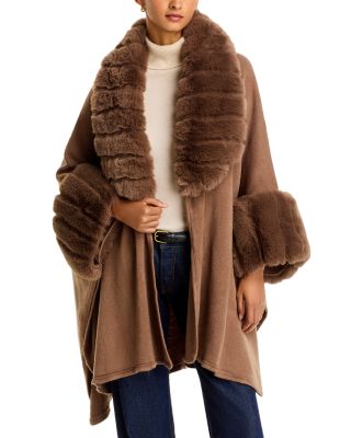 Faux Fur Trim Ruana 