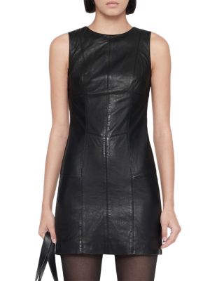 Vee Leather Sheath Dress