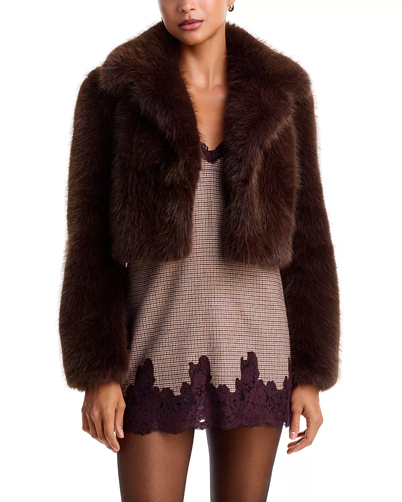 LoveShackFancy Stroma Faux Fur Cropped Jacket