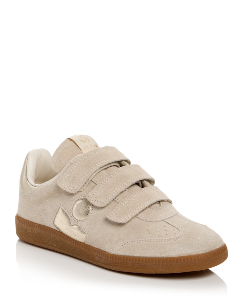 Isabel Marant Women's Beth Leather Low Top Sneakers in Light Beige/Light Gold