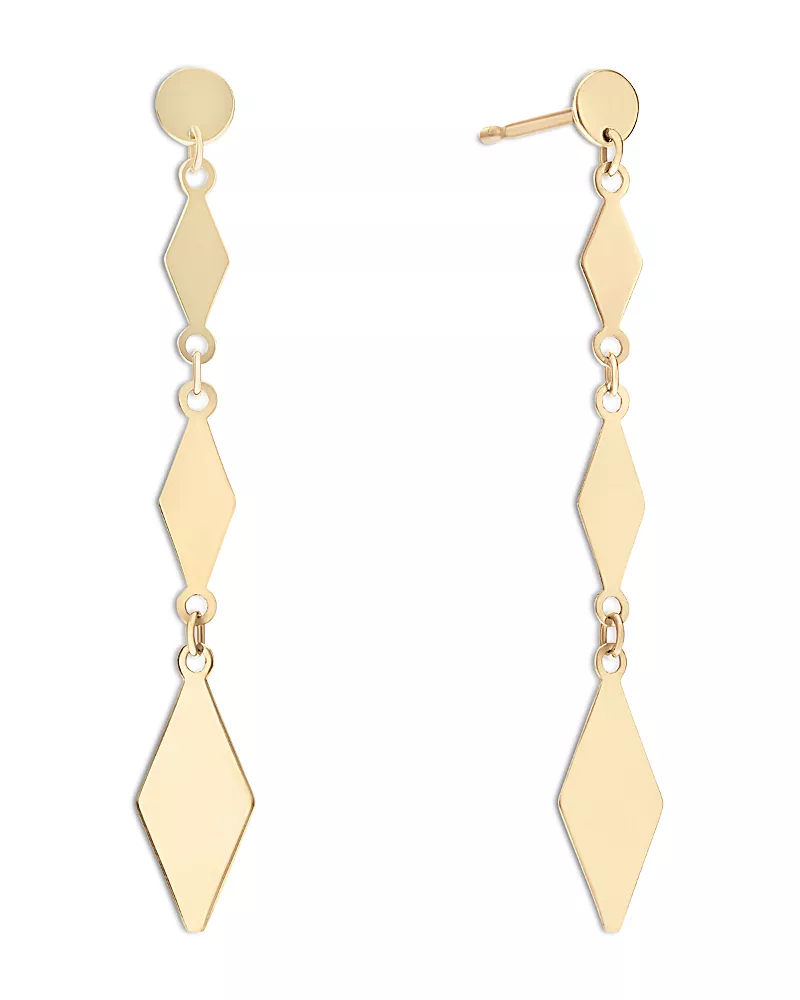 Lana 14K Yellow Gold Alternating Kite Linear Earrings
