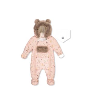 Girls' Woodland Creatures One Piece Romper & Neckwarmer Snowsuit - Baby