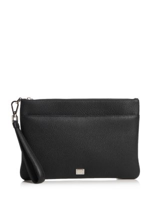 Logo Leather Zip Pouch