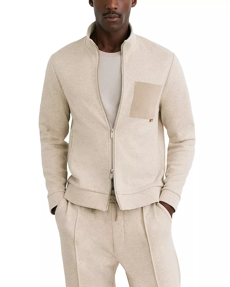 Reiss Gray Faux Suede Pocket Zip Up Jacket