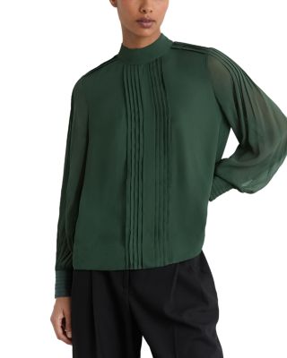 Reiss Pintuck High Neck Blouse