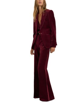 Velvet Satin Stripe Flared Pants