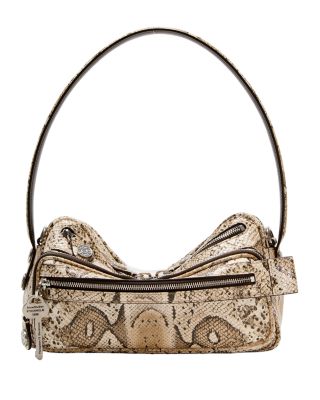 Camero Snake Embossed Leather Shoulder Bag
