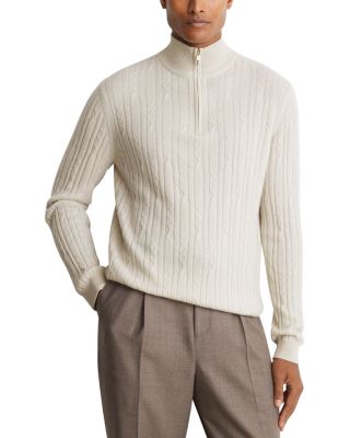 Howard Cashmere Half Zip Cable Knit Sweater