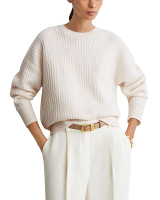 Leah Geometric Wool & Cashmere Crewneck Sweater