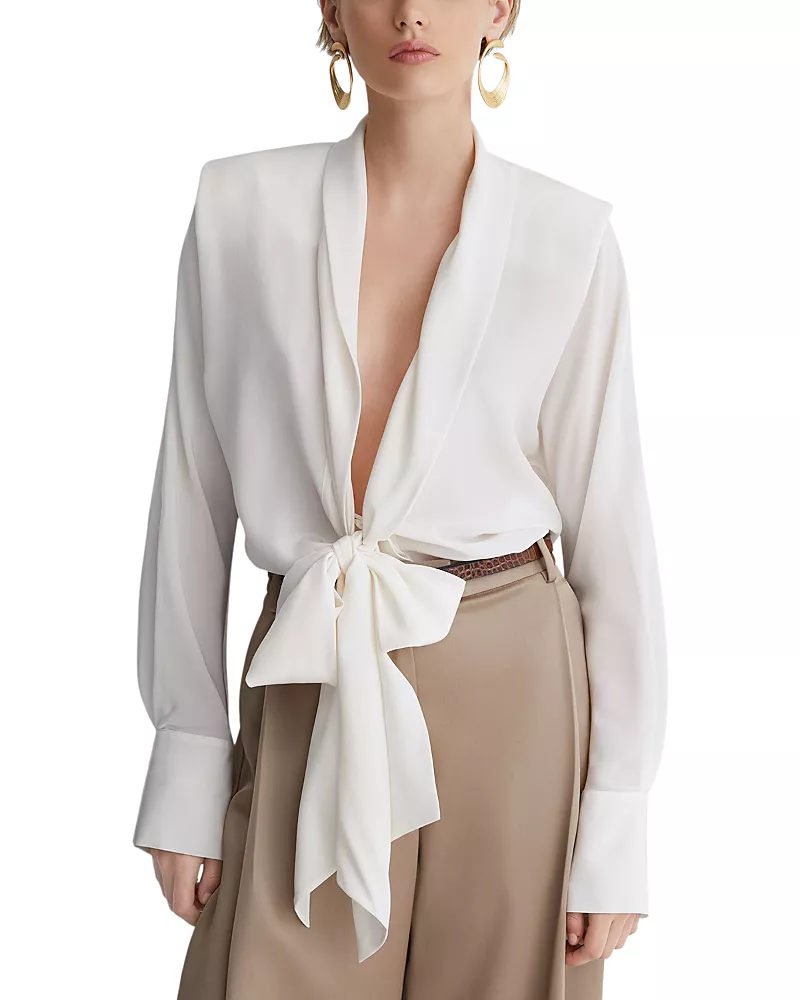 Reiss Silk Tie Front Shirt