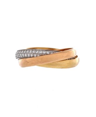 Pre-Owned Cartier Small Trinity Ring 18K Tricolor Gold with Pave Diamonds