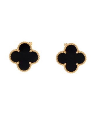  Vintage Alhambra Earrings 18K Gold and Onyx