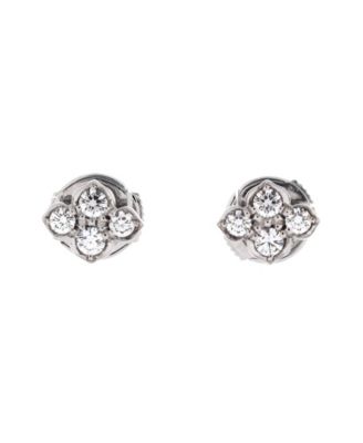 Hindu Floral Stud Earrings 18K White Gold and Diamonds