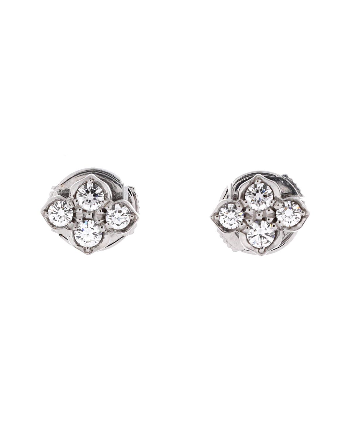 Pre-Owned Cartier Hindu Floral Stud Earrings 18K White Gold and Diamonds