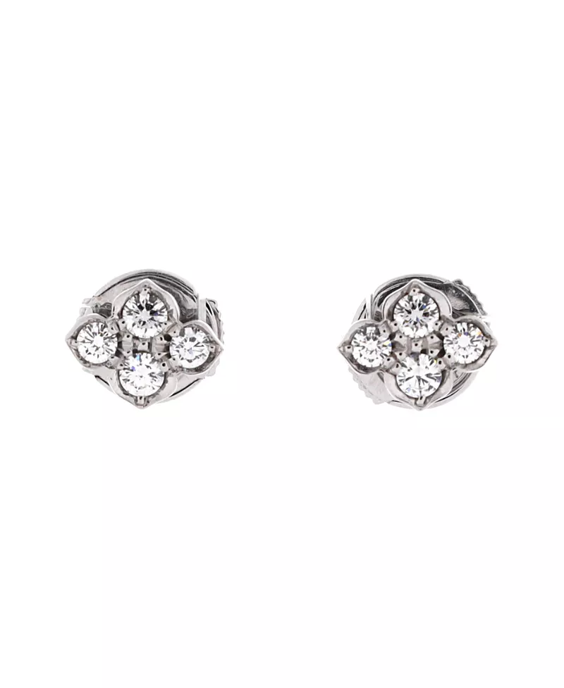 Pre-Owned Cartier Hindu Floral Stud Earrings 18K White Gold and Diamonds