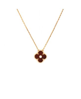 Vintage Alhambra Pendant Necklace 18K Rose Gold and Bull's Eye with Diamond, 16.25"