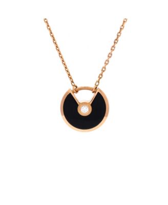 XS Amulette de Cartier Pendant Necklace 18K Rose Gold with Onyx and Diamond, 16.5"