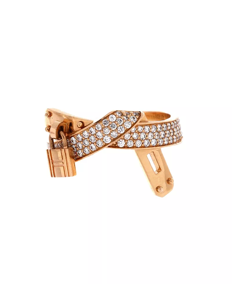 Pre-Owned HERMES Kelly Gavroche Ring 18K Rose Gold with Diamonds