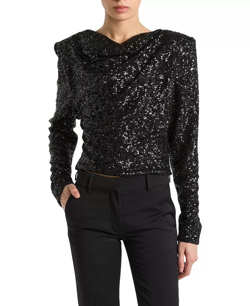 Balmain Sequinned Top with Bow