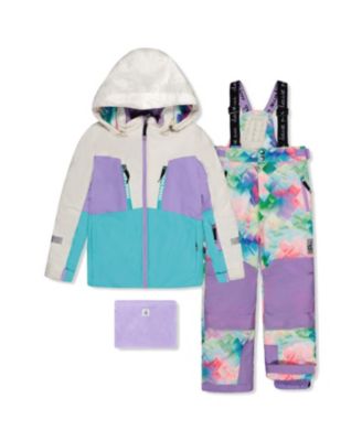 Deux Par Deux Kids'  Girls' Teknik Diamond Pattern Jacket & Reinforced Pants Two Piece Snowsuit - Little Ki In Multi