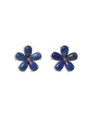 The Stone Flower Clip On Button Earrings