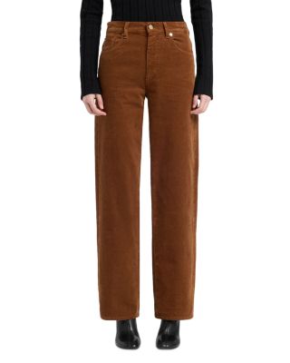 Corduroy Stovepipe High Rise Straight Jeans in Cognac