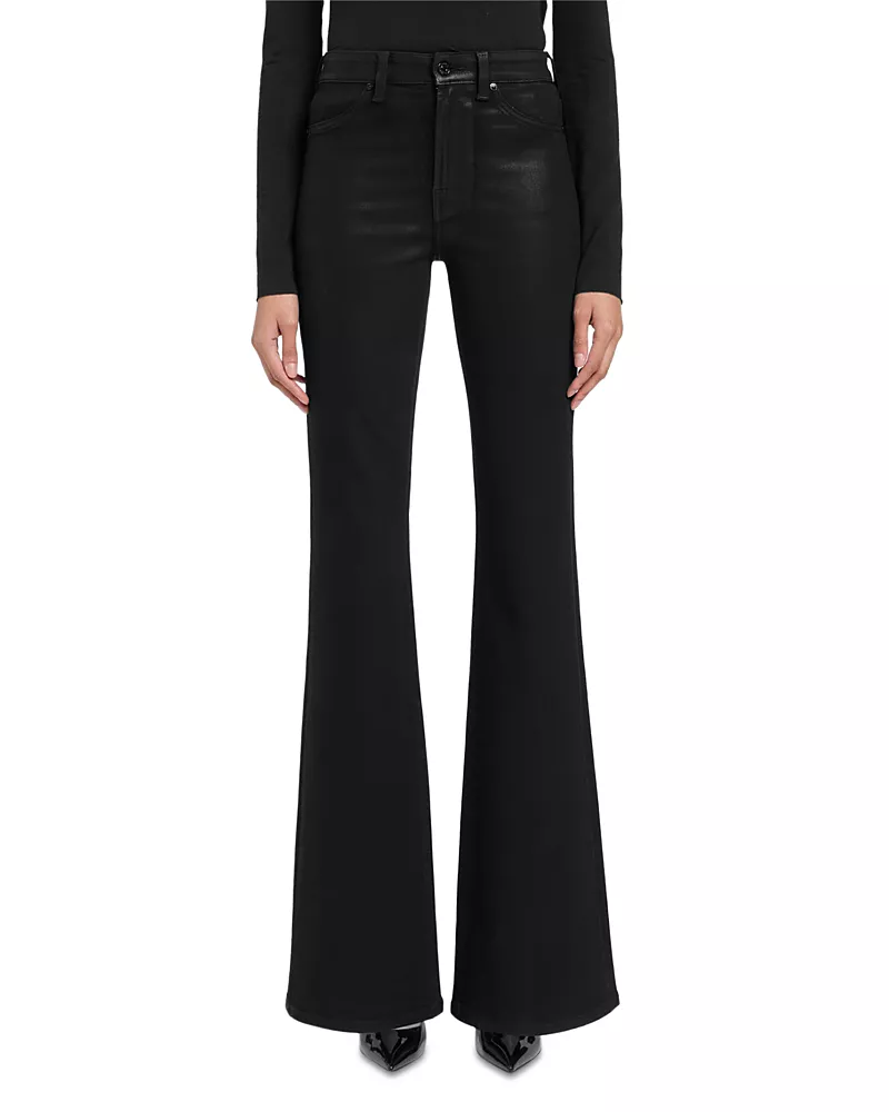 7 For All Mankind The Leggy Mid Rise Flare Jeans in Coated Black