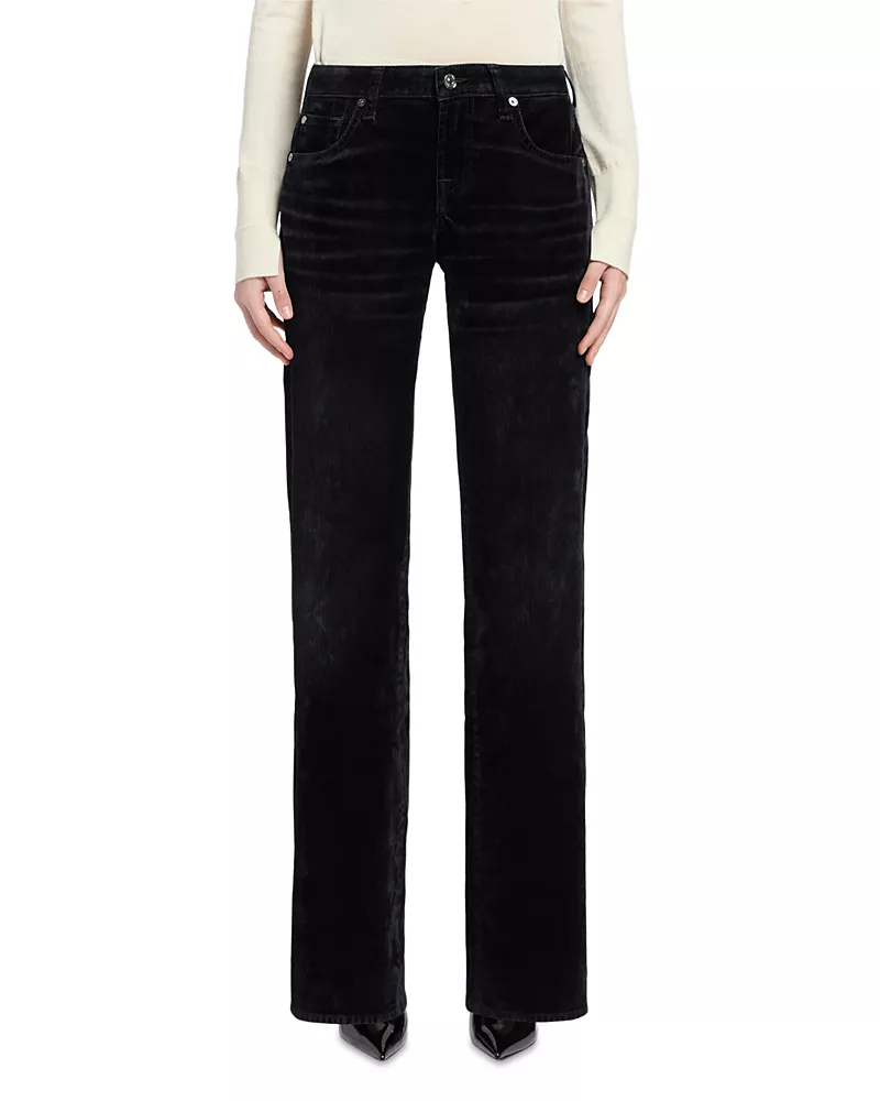 7 For All Mankind Low Rise Straight Jeans in Flock Navy