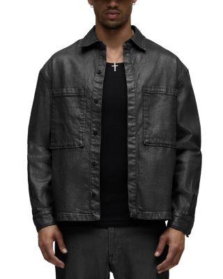 Cotton Blend Coated Carbon Pocket Overshirt